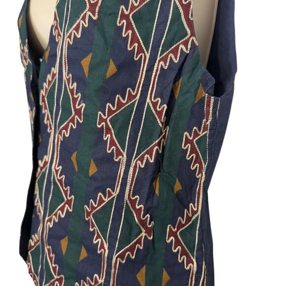 Stefano International Womens Vintage Embroidered Aztec Vest Top 80s Tie Back M - Picture 9 of 16